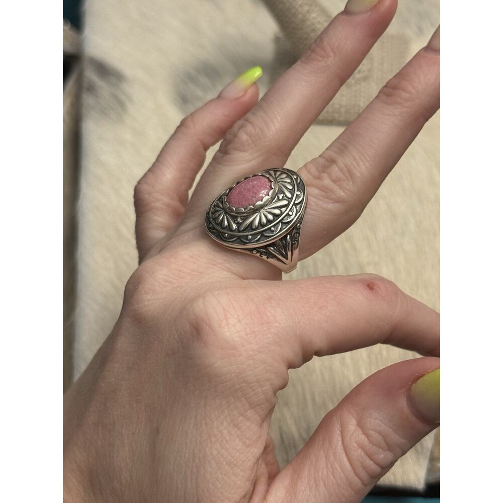 Carolyn Pollack Relios Sterling Silver Pink Rhodochrosite Concho Dome Ring 7 - Picture 9 of 12